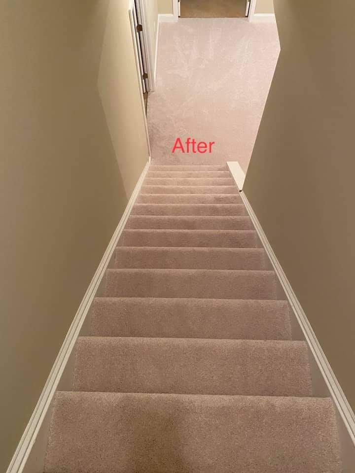 Carpet installed on stairs